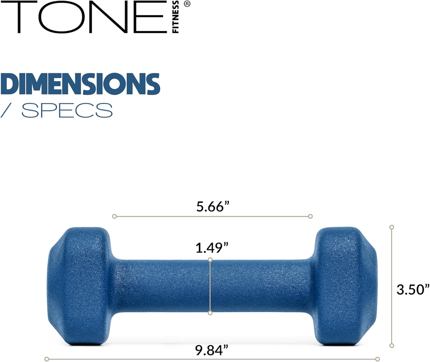Tone Fitness Neoprene Dumbbell Weight Pairs with Anti-Roll Square Head | Multiple Options - Image 4