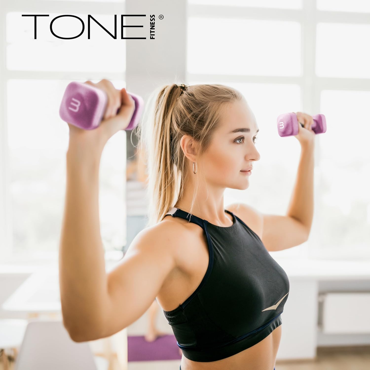 Tone Fitness Neoprene Dumbbell Weight Pairs with Anti-Roll Square Head | Multiple Options - Image 7
