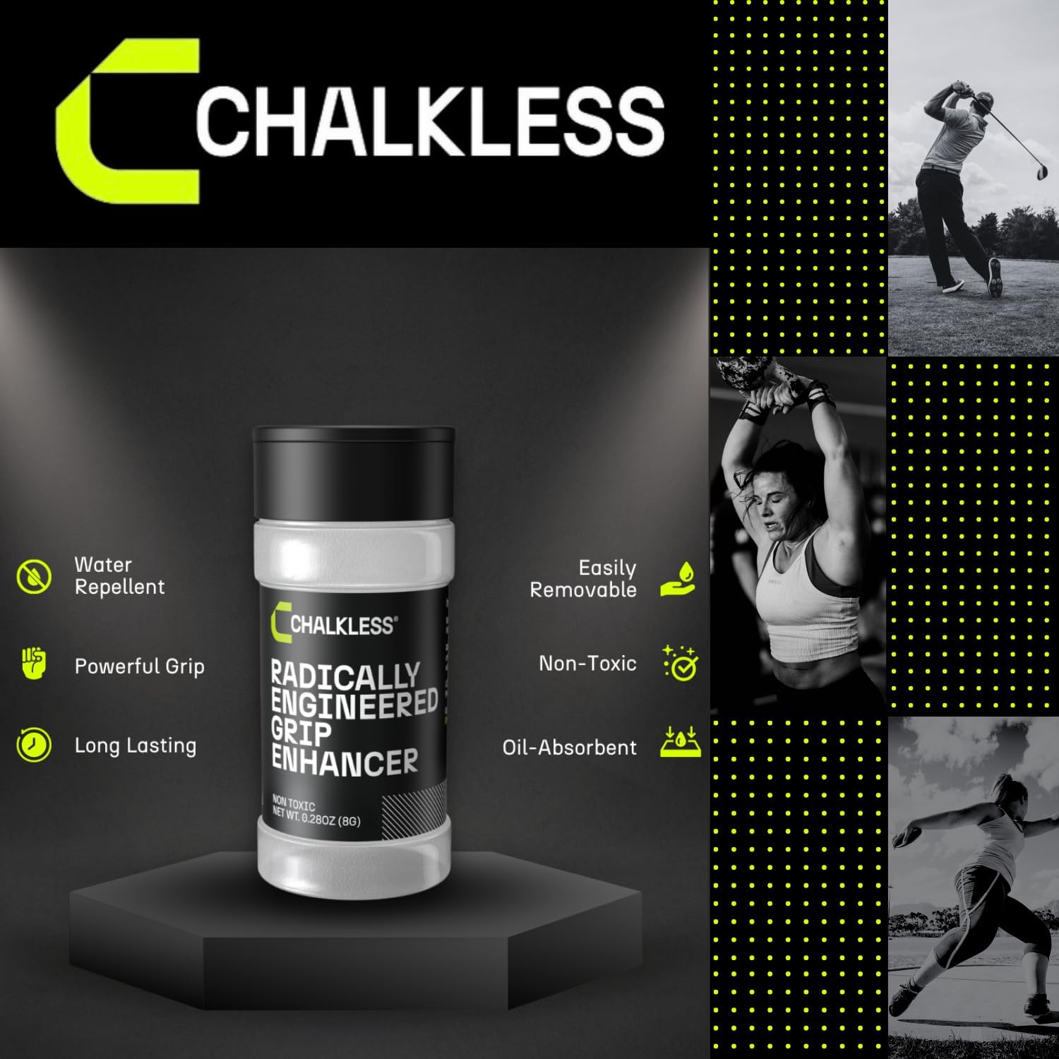 Chalkless Grip Enhancer, Less Mess Non Toxic Replacement for Liquid Chalk, Grip Solution for Weightlifting, Gaming, Tennis, Golf, Engineered to Improve Grip for Longer - Image 2