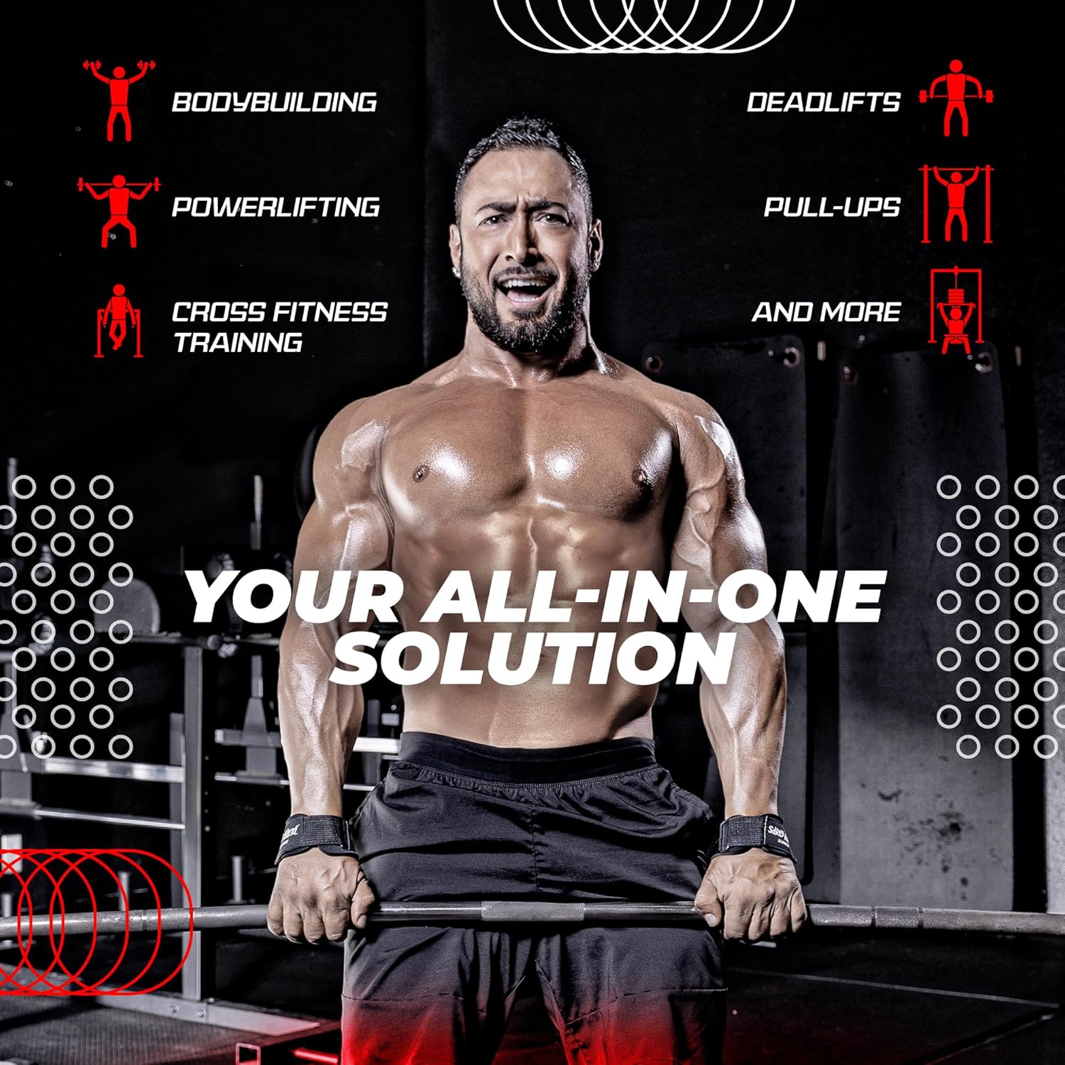 JerkFit Death Grips Premium Lifting Straps - Car Tire Grade Rubber PVC Wrist Straps for Shrugs, Pull Ups & Deadlifts with Neoprene Padded Support - Image 4