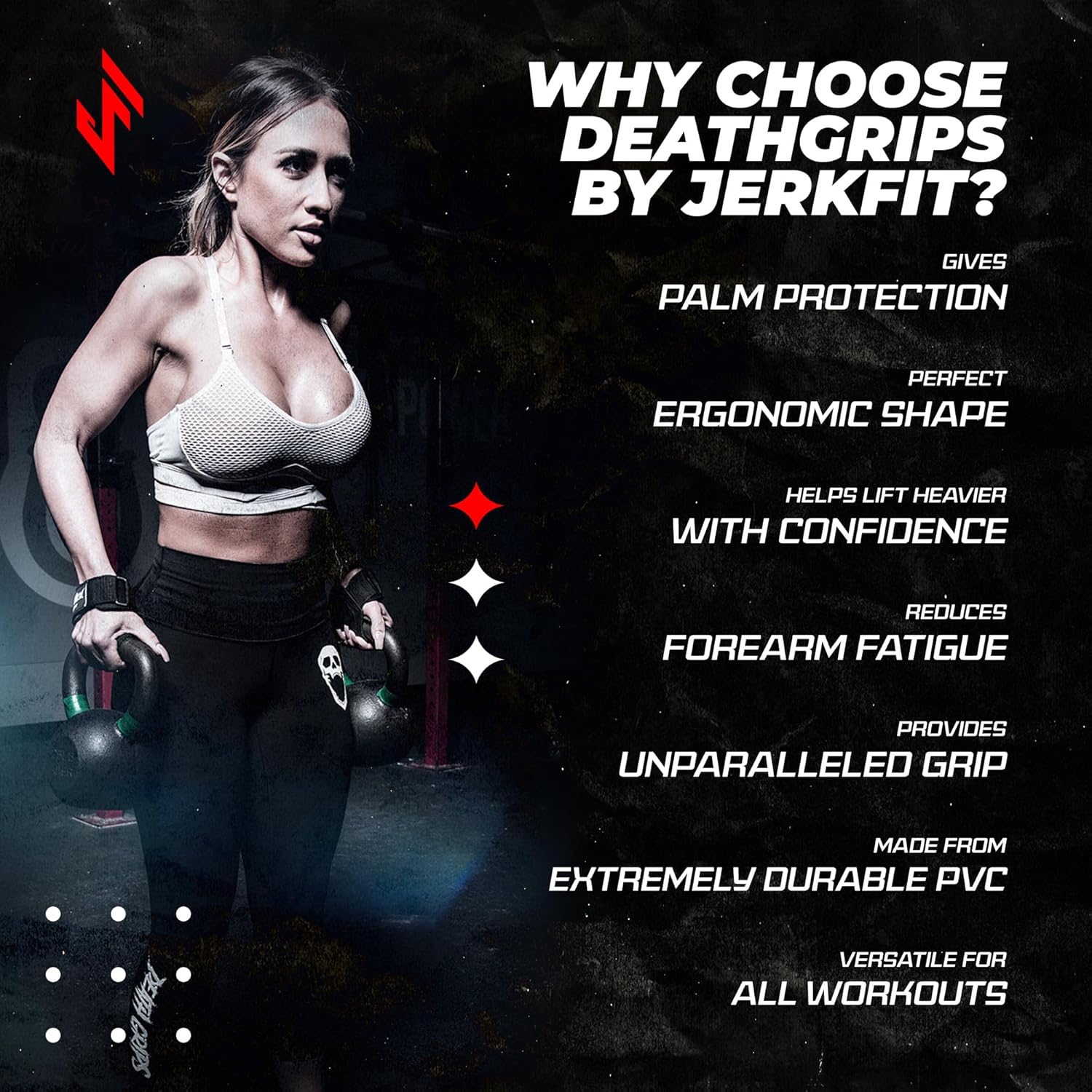 JerkFit Death Grips Premium Lifting Straps - Car Tire Grade Rubber PVC Wrist Straps for Shrugs, Pull Ups & Deadlifts with Neoprene Padded Support - Image 6