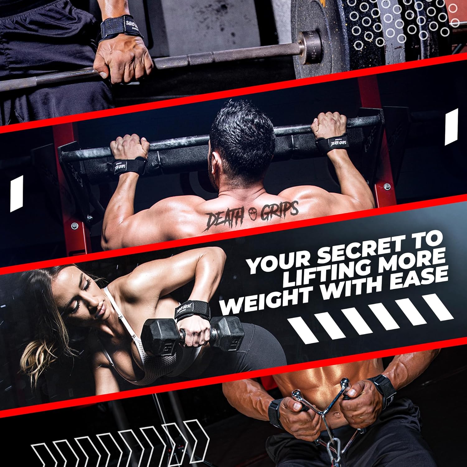 JerkFit Death Grips Premium Lifting Straps - Car Tire Grade Rubber PVC Wrist Straps for Shrugs, Pull Ups & Deadlifts with Neoprene Padded Support - Image 7