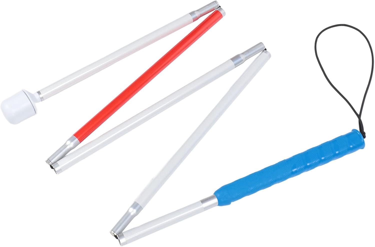 Folding Walking Pole, Aluminum Alloy Collapsible Walking Stick, Anti Slip Reflective Blind Cane with 360 Degree Rotating Head, 5 Sections Folding Design for Elderly and Visually Im - Image 8