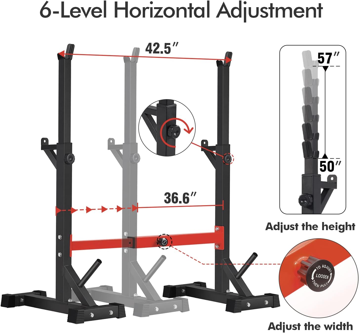 BangTong&Li Squat Rack Stand,Barbell Rack,Bench Press Rack Stand Home Gym Adjustable Weight Rack 550Lbs - Image 4