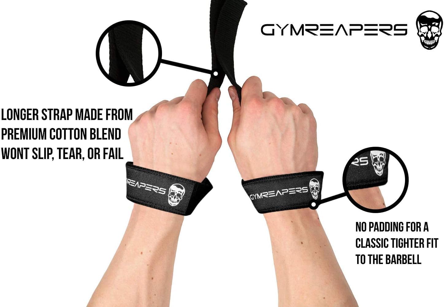 Gymreapers Lifting Wrist Straps for Weightlifting, Bodybuilding, Powerlifting, Strength Training, & Deadlifts - Padded Neoprene with 18 inch Cotton - Image 2