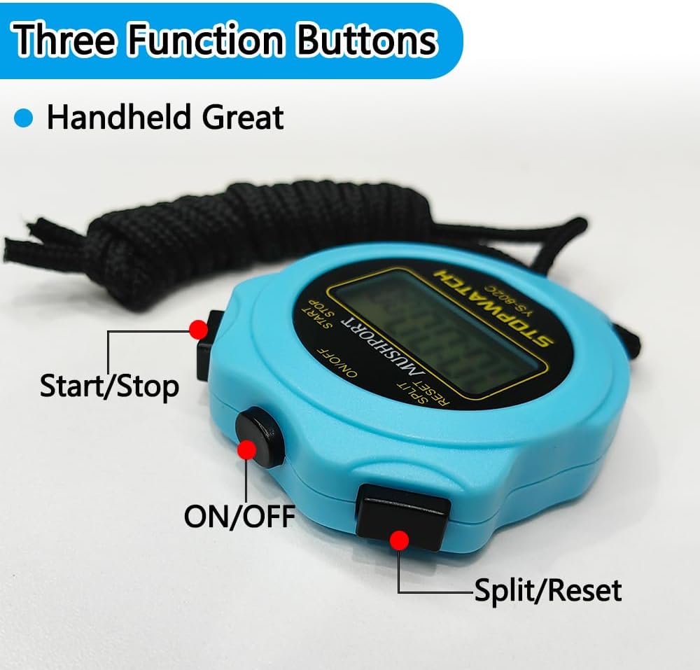 Stopwatch Timer Only Stopwatch Mode, ON/Off Silent Large Display Simple Operation, Without Clock Date Countdown, Digital Stop Watch for Sports Kids Coaches, Blue - Image 4