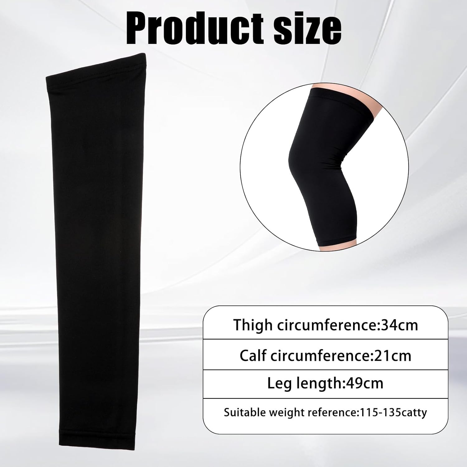Knee Brace Undersleeve Long knee Compression Sleeve Support for Women and Men Cooling Protective Liner Suitable Sports Running Basketball Gym (Black L) - Image 2