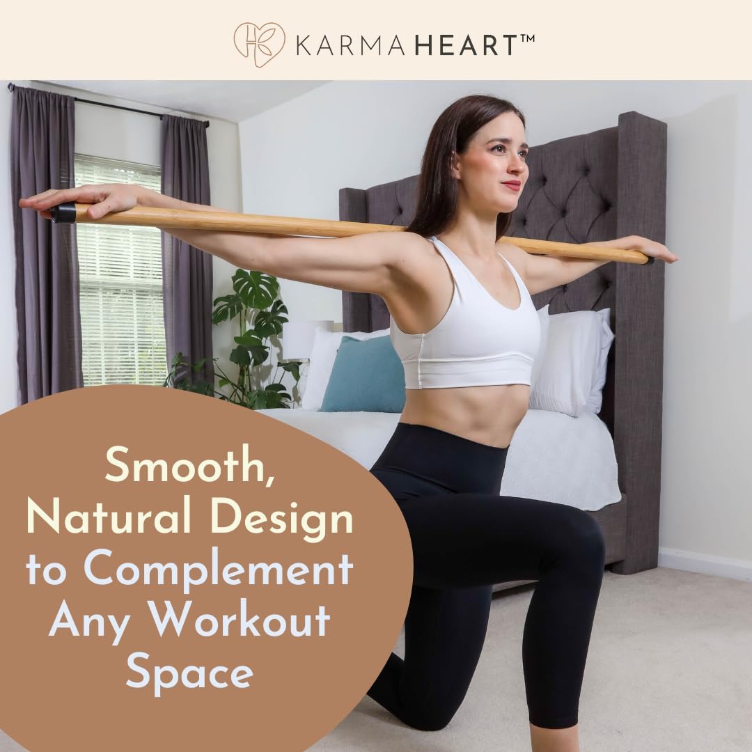 Natural Bamboo Yoga Stick (5ft): Stretch Bar with Super Sturdy Rubber Ends - Versatile Exercise Stick & Yoga Bar for Yoga, Stretching & Posture with Unlimited Access to Video Exercises - Image 3