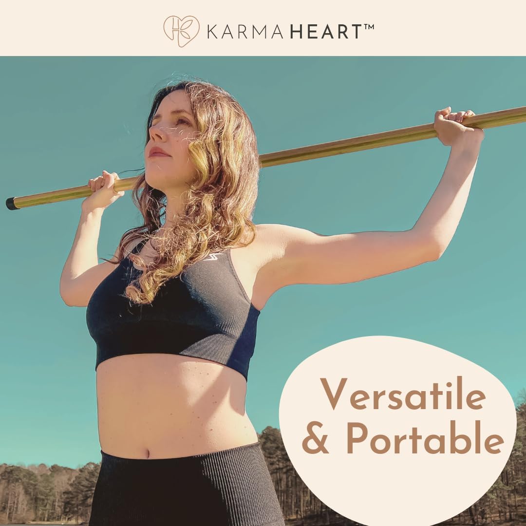 Natural Bamboo Yoga Stick (5ft): Stretch Bar with Super Sturdy Rubber Ends - Versatile Exercise Stick & Yoga Bar for Yoga, Stretching & Posture with Unlimited Access to Video Exercises - Image 8