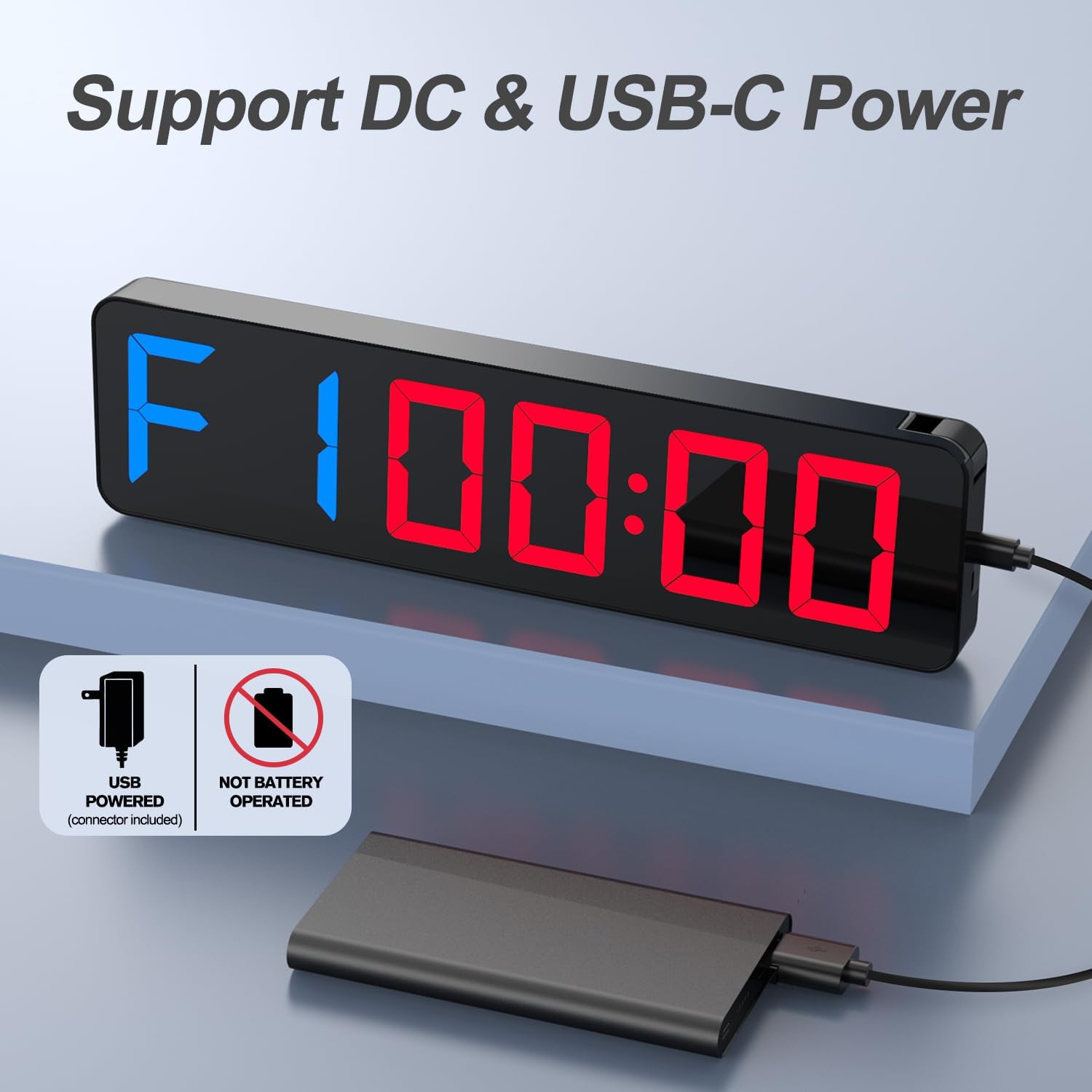 Gym Timer 15" Large LED Display Wall Clock | Gym Interval Workout | Count Down & Up | Stopwatch | Adjustable Buzzer Volume | Upgraded Remote | Digital Timer for Fitness Classroom Home Garage Outdoor - Image 7