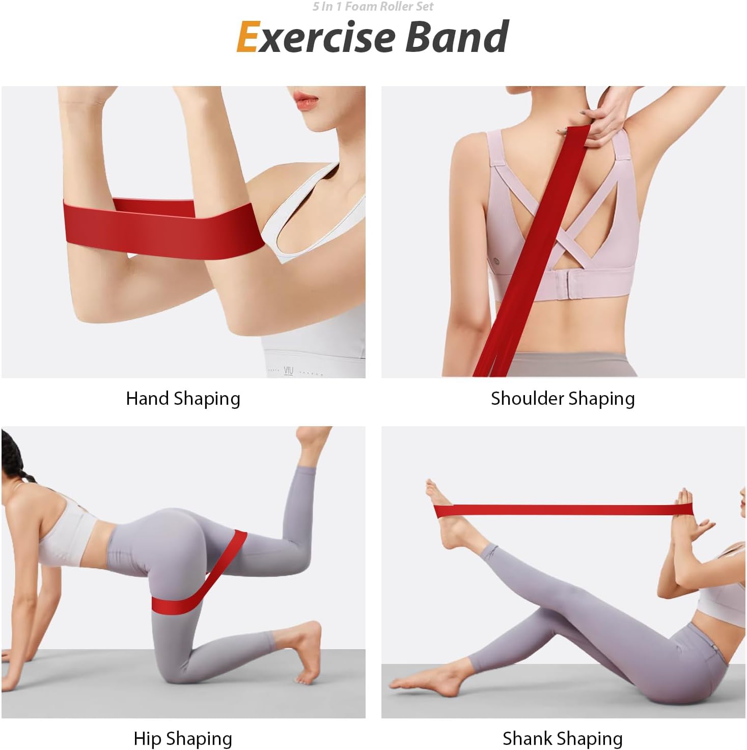 5 in 1 Foam Roller Set for Deep Tissue Muscle Massage, Trigger Point Fitness Exercise Foam Roller, Massage Roller, Massage Ball, Stretching Strap, for Whole Body (Orange-New) - Image 6