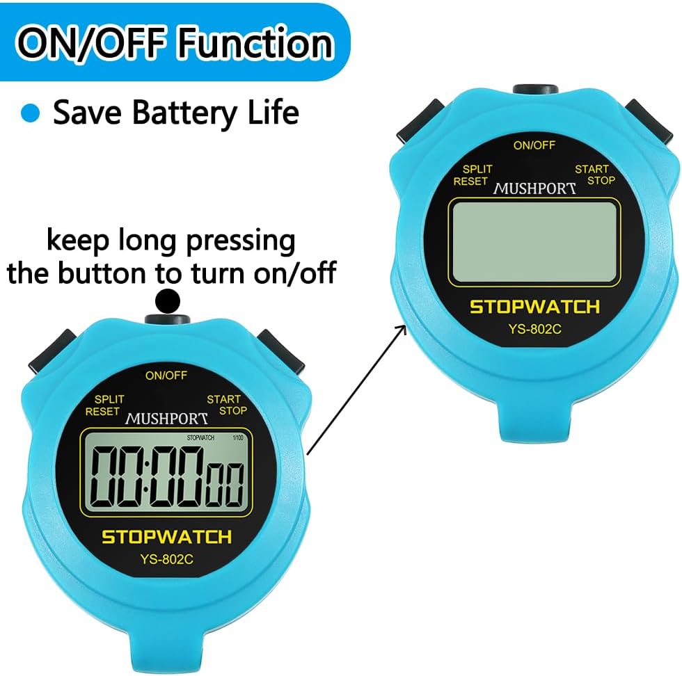 Stopwatch Timer Only Stopwatch Mode, ON/Off Silent Large Display Simple Operation, Without Clock Date Countdown, Digital Stop Watch for Sports Kids Coaches, Blue - Image 3