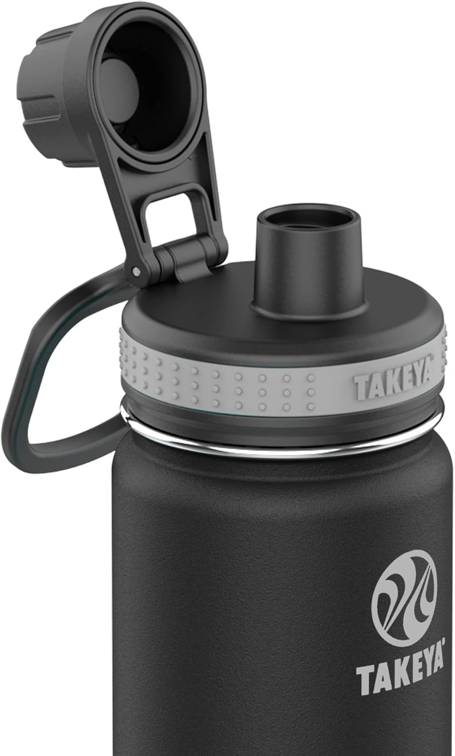 Takeya Originals 18 oz Vacuum Insulated Stainless Steel Water Bottle with Spout Lid, Black - Image 2