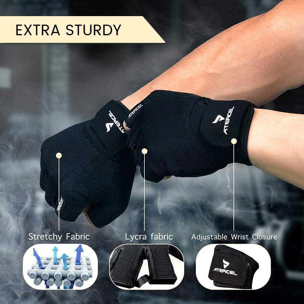 ATERCEL Workout Gloves for Men and Women, Exercise Gloves for Weight Lifting, Cycling, Gym, Training, Breathable and Snug fit - Image 4