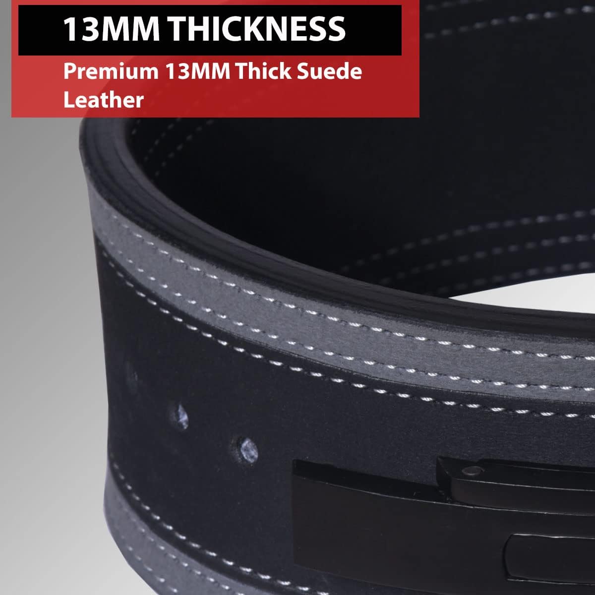 IBRO Powerlifting Lever Gym Belt – Power 8MM, 10MM or 13MM Extreme Heavy Duty Genuine Leather Belts - Squats Deadlifts Bodybuilding Weight Lifting IPF Power Lifting Strongman for Men - Image 4