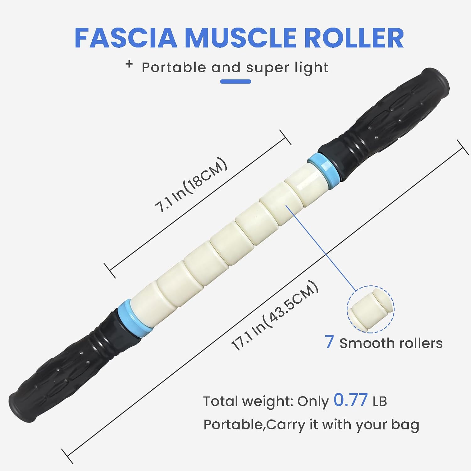 Muscle Roller Stick Ctwctr Massage Roller for Lymphatic Drainage, Cellulite Massager, Leg Massager for Circulation and Pain Relief, Deep Tissue & Trigger Point Massage - Image 2