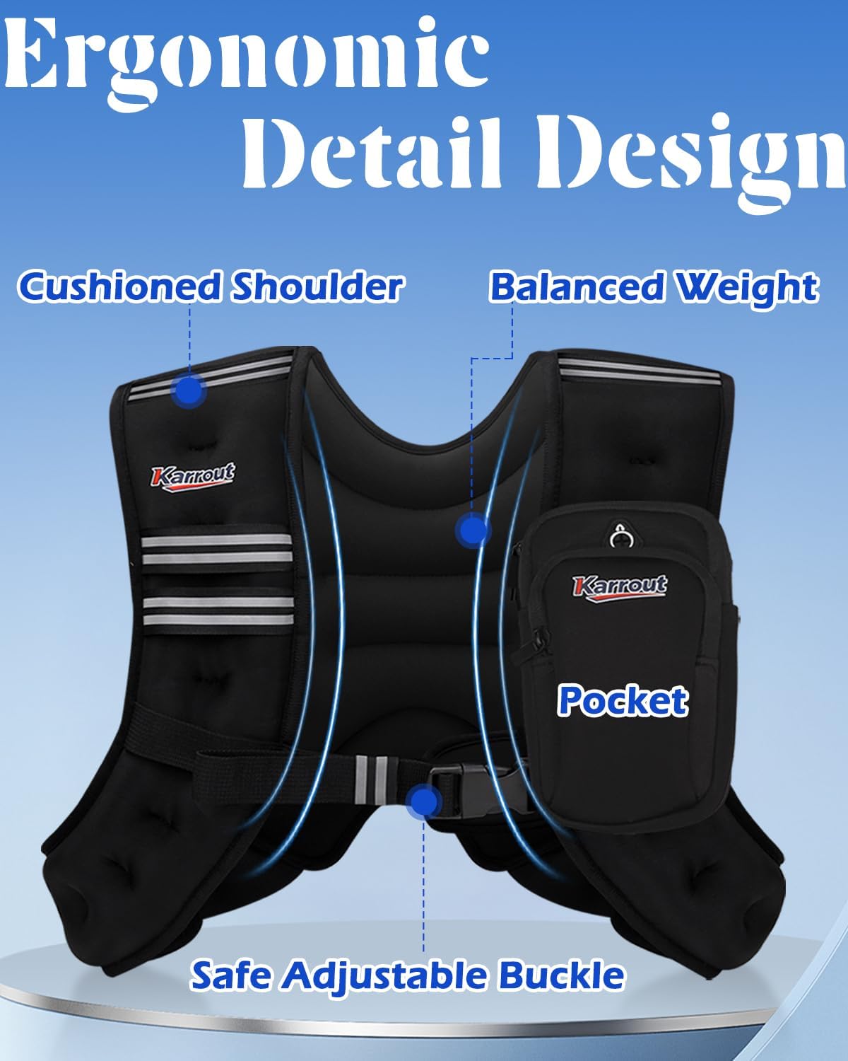 Weighted Vest for Women Men Kids 12lb Body Weight Vests with Pocket and Reflective Stripe and Adjustable Buckle for Running, Strength Training, Jogging, Walking,Training Workout - Image 6