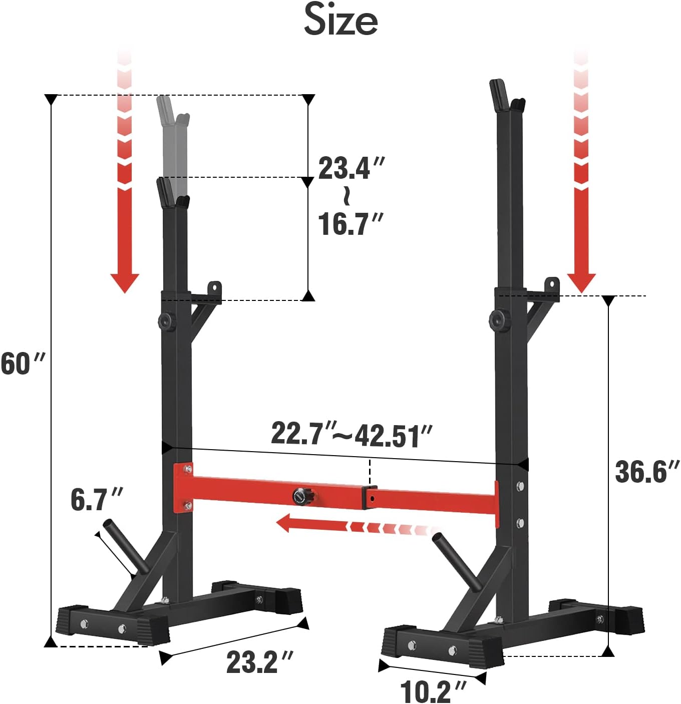 BangTong&Li Squat Rack Stand,Barbell Rack,Bench Press Rack Stand Home Gym Adjustable Weight Rack 550Lbs - Image 3