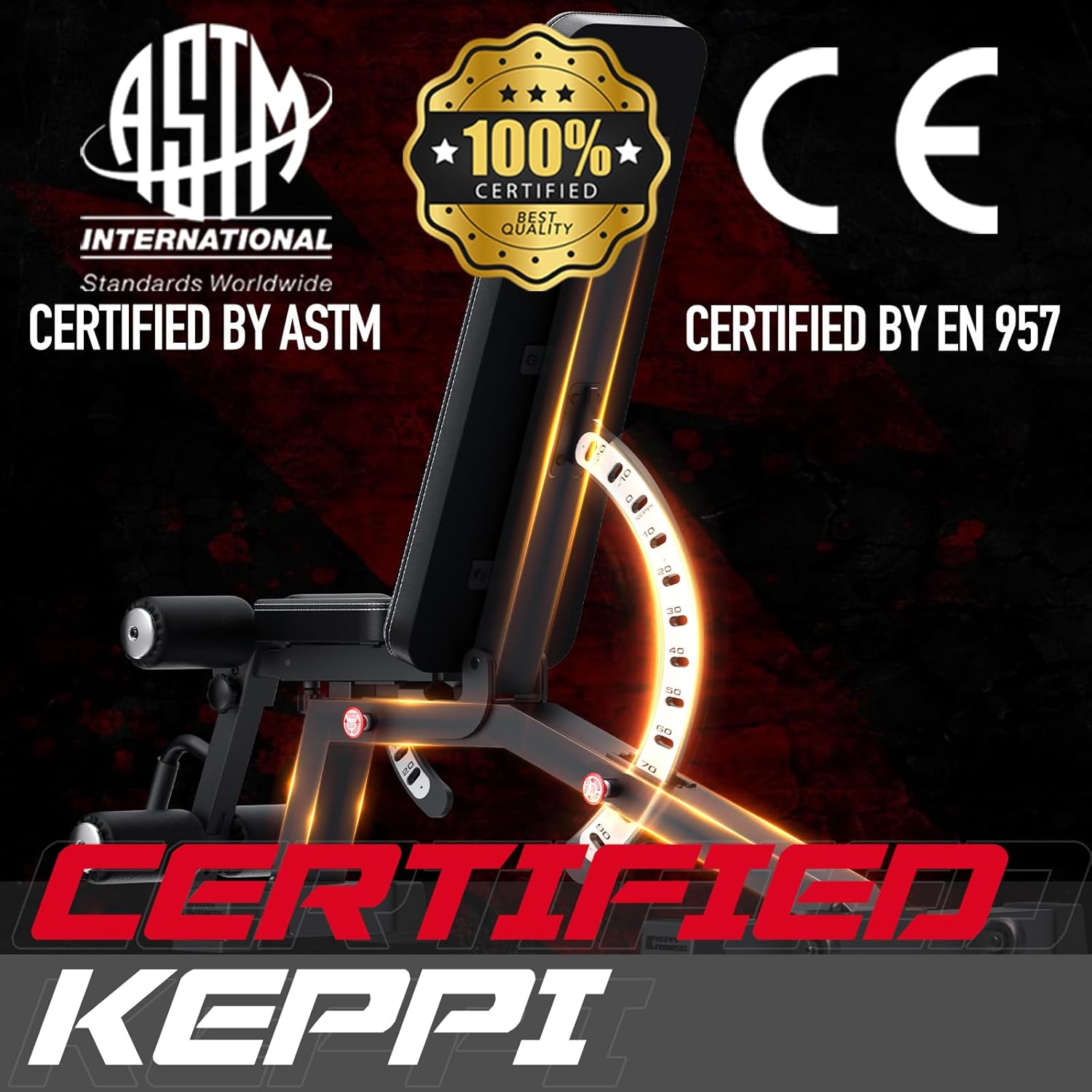 Keppi 1200LB Weight Bench, Heavy Duty Bench1000 PRO Adjustable Workout Bench Press Set for Home Gym Strength Training, Removable Foot Catch for Incline Flat Decline Sit Up Bench for Full Body Fitness - Image 5