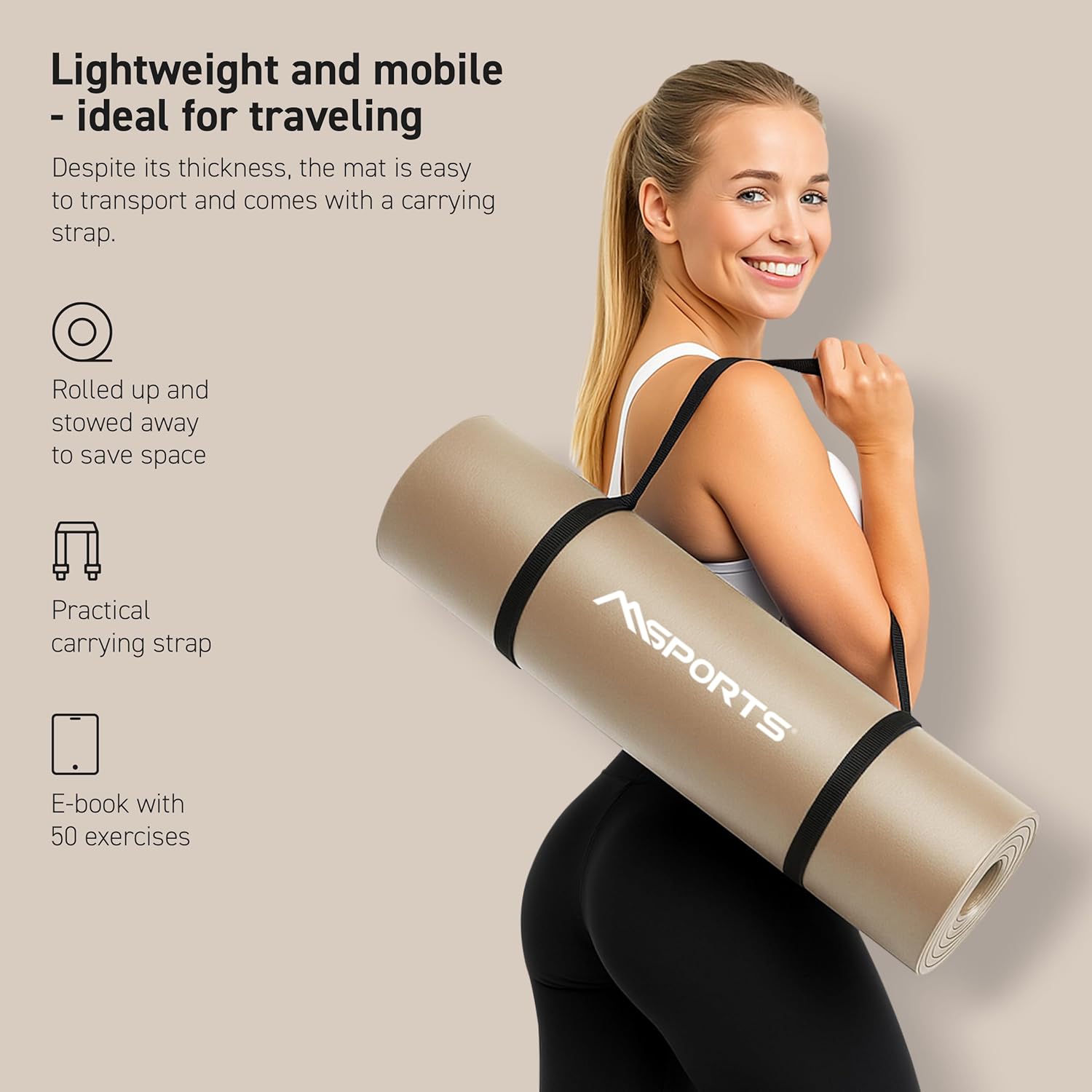 Yoga Mat Premium Non Slip Thick – Extra Comfortable Exercise Mat for Home Workouts, Pilates, Stretching & Gym – Cushioned NBR Foam, Gym Mat with Strap, for Women & Men - Image 3