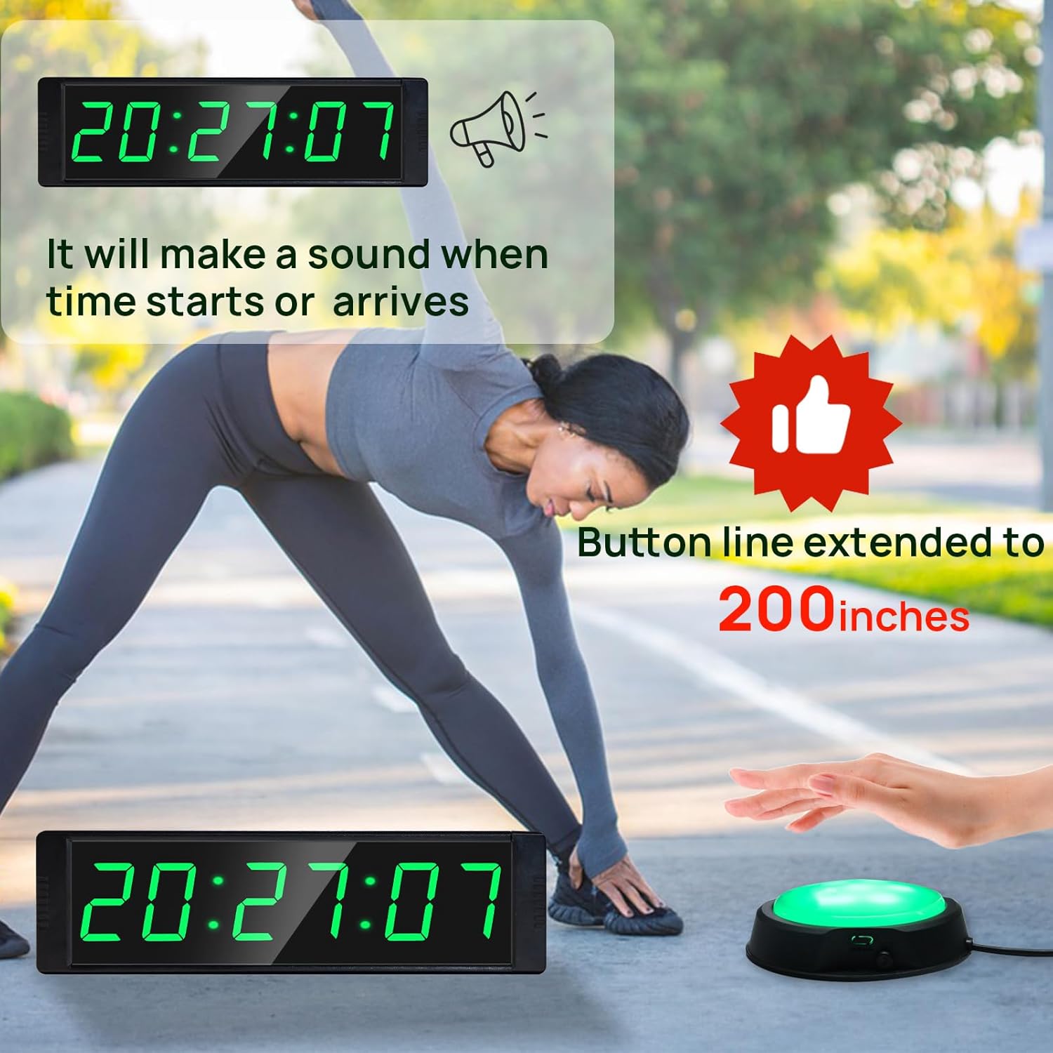 YZ Gym Clock for Home Gym with Start/Stop Button, Interval Timer for Workout, Stopwatch/Countdown Timer with Remote, 12/24H Digital Wall Clock, Portable Home Gym Accessories - Image 3