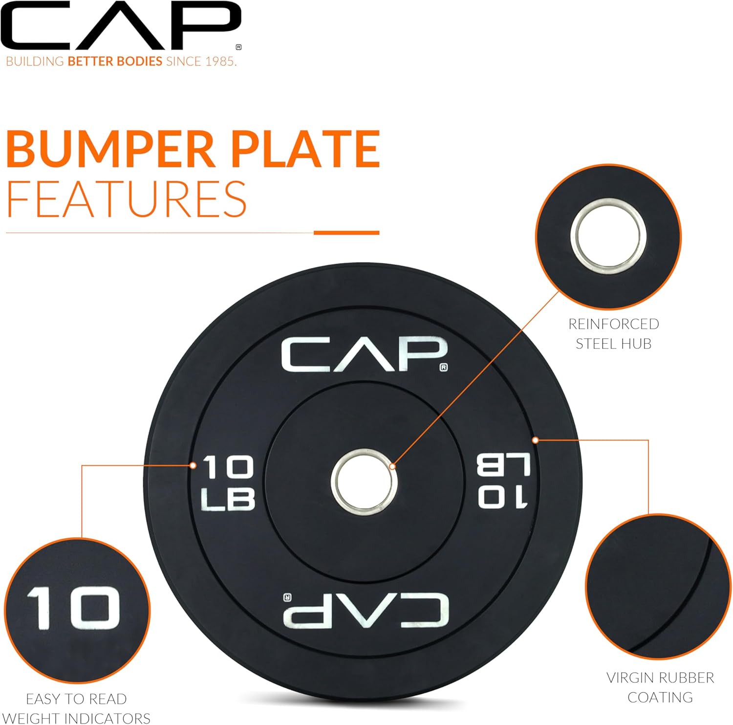 CAP Barbell Rubber Olympic Bumper Plate | Multiple Options/Colors - Image 3