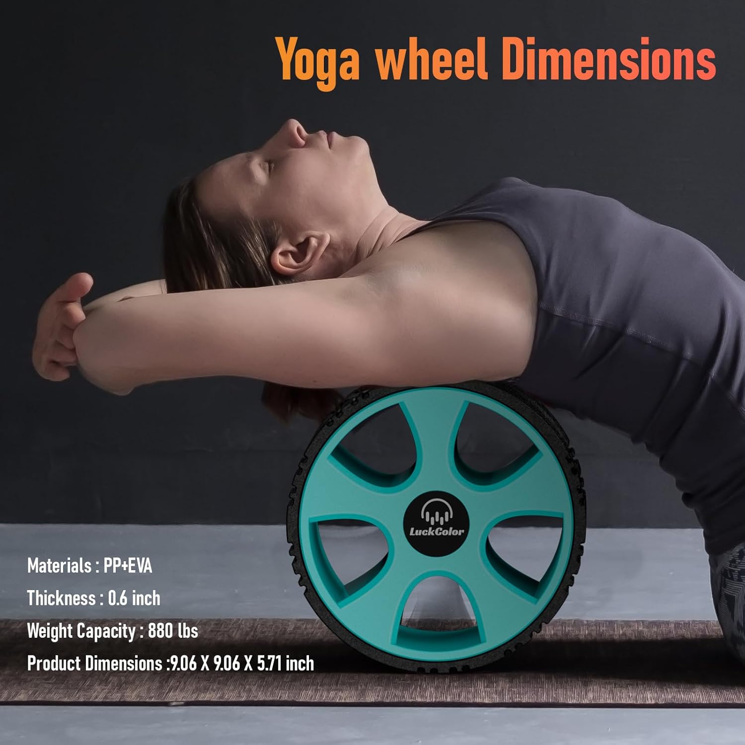 Back Roller, Back Wheel Targeted Back Pain Relief, Yoga Wheel Muscle Massage, Foam Roller for Trigger Point Therapy Physical, Stretching & Exercise, 880lbs Capacity, 10 Inch (Black+Acid Blue) - Image 3