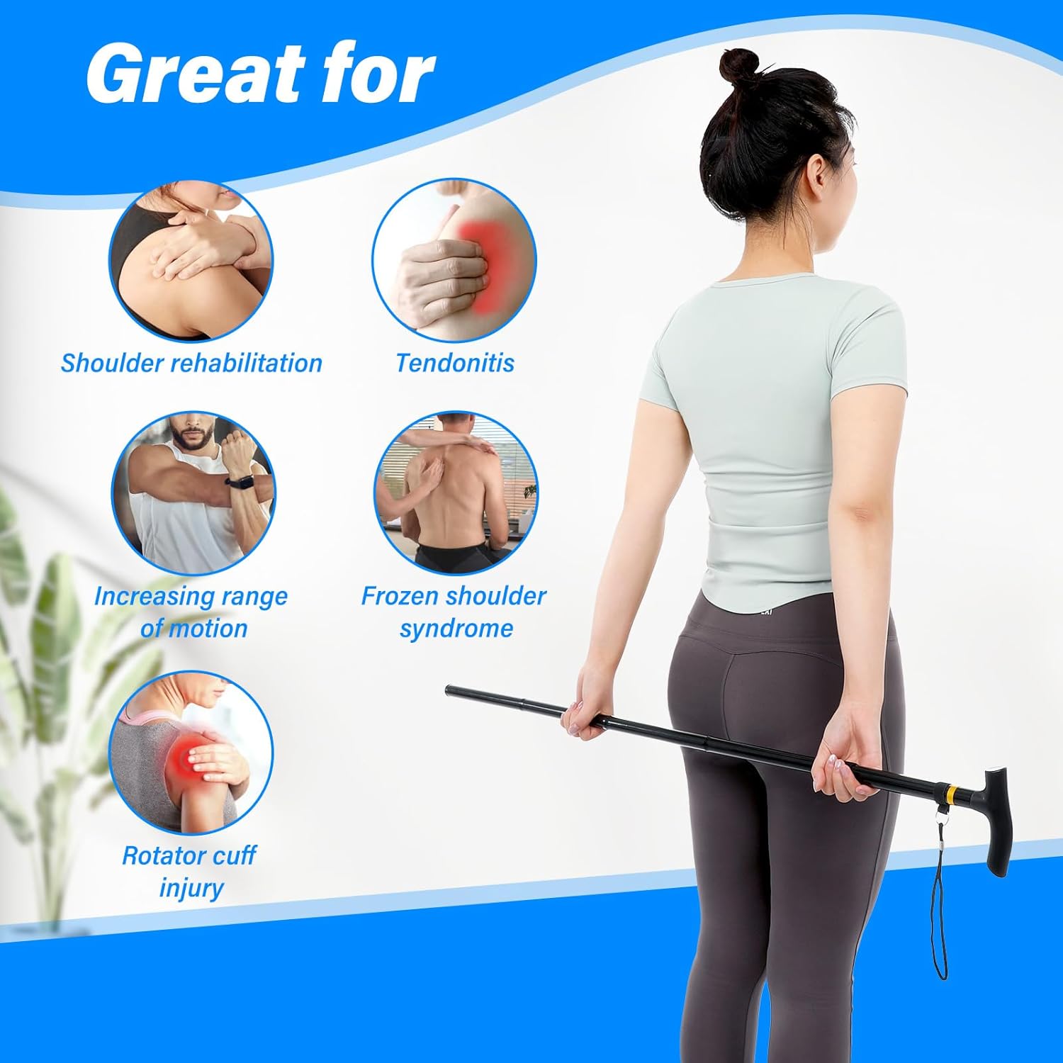 Foldable Shoulder Wand for Physical Therapy & Rotator Cuff Rehab - Lightweight, Portable & Long Enough - Exercise Equipment & Stretching Tool - Image 4