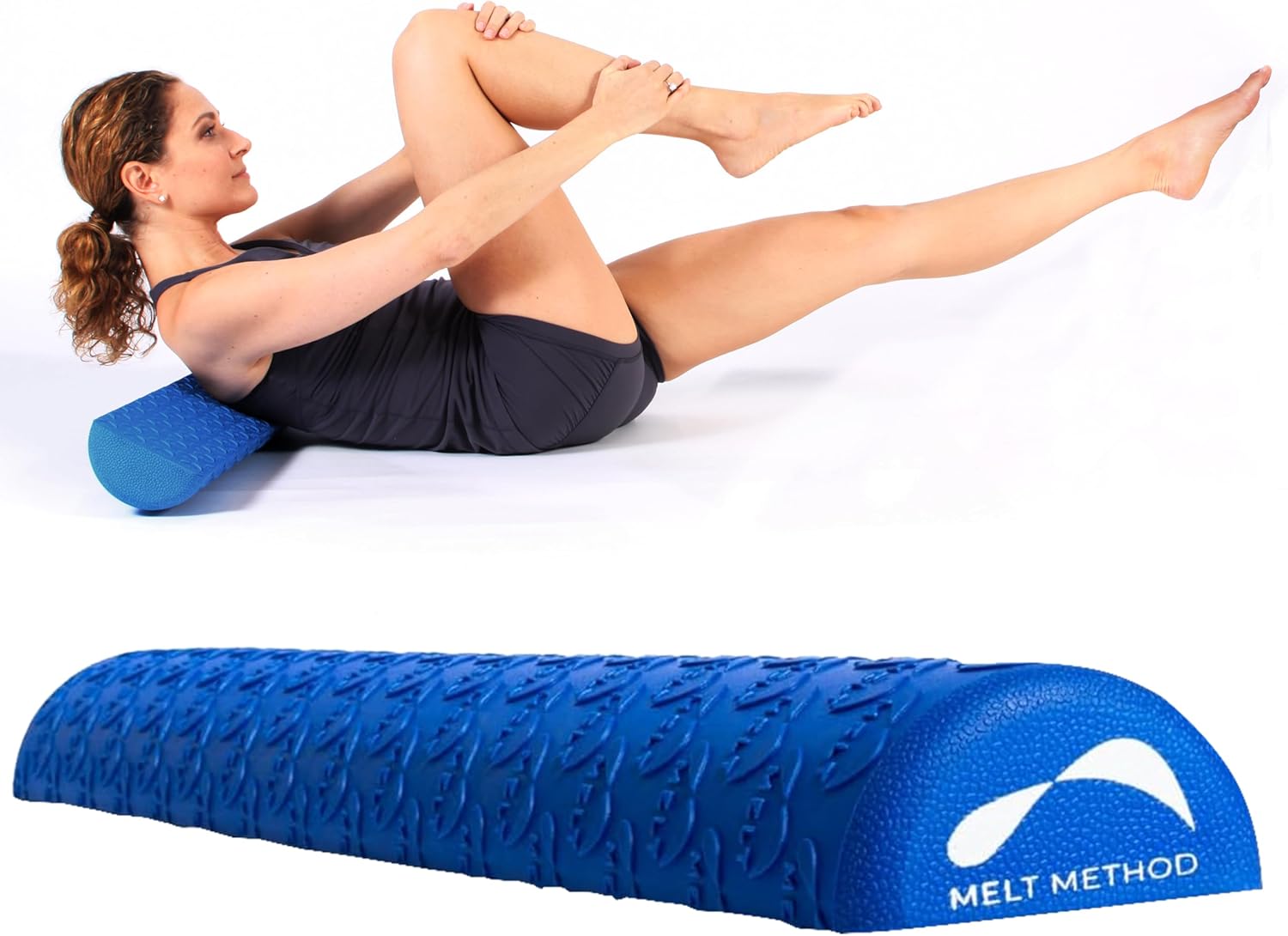 MELT Method 36 Inch Half Foam Roller for Back w/FasciaTherapy Technology - Low Density Soft Foam Roller for Physical Therapy - Half Round & Soft - Great for Pilates & Gentle Muscle Recovery