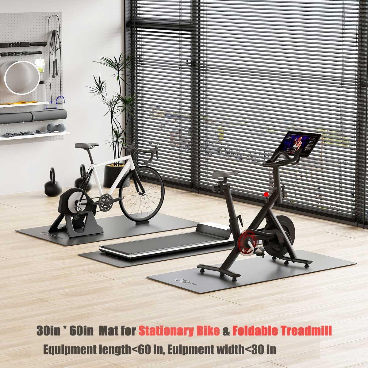 Bike Mat Compatible with Peloton Bike,Elliptical,Treadmill Mat, 6mm Thick, Under Exercise Bike Trainer Pad for Indoor Stationary Spin Bike Gym Equipment Hardwood Floor Carpet Protector - Image 2
