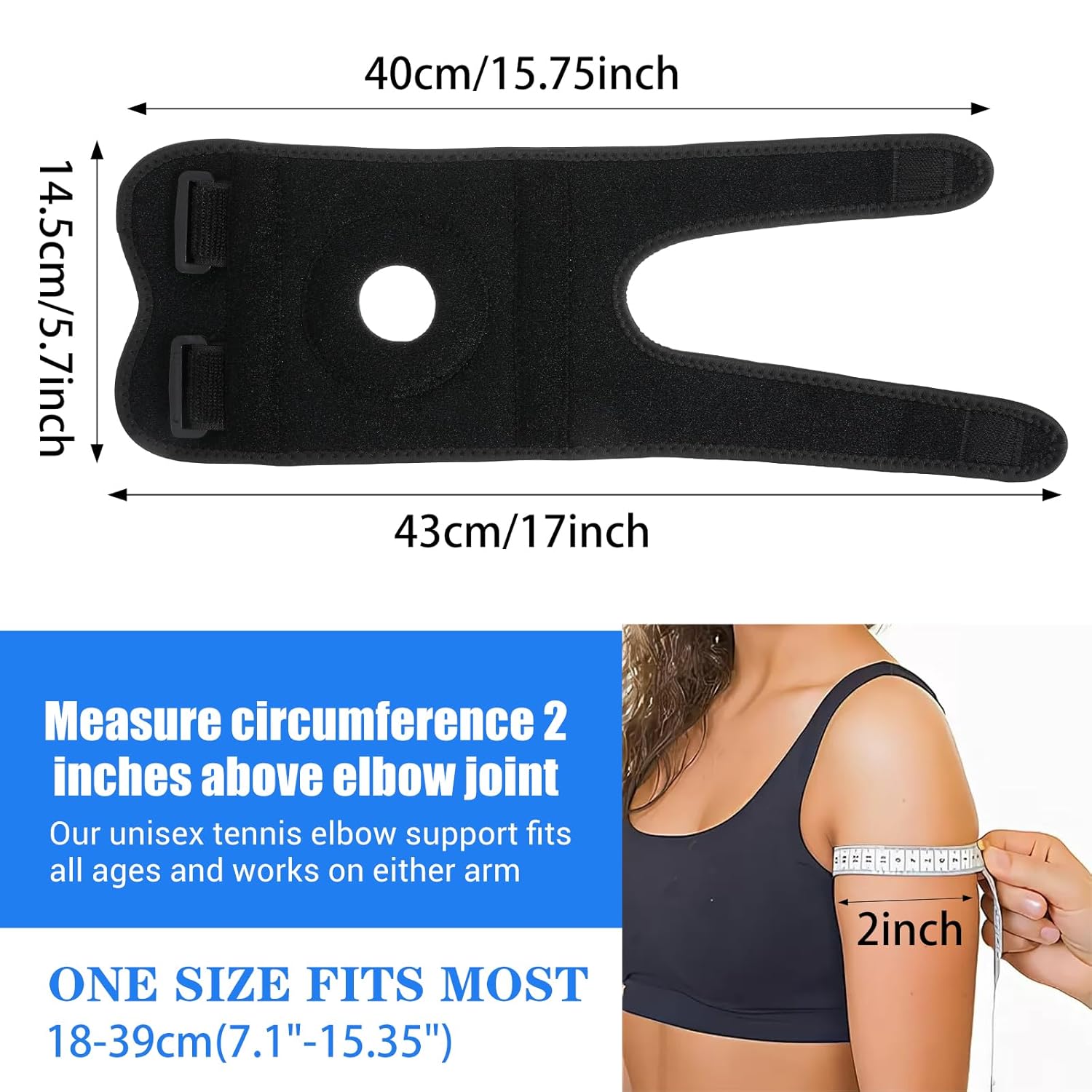 Elbow Brace for Tendonitis and Tennis Elbow for Men & Women, Adjustable Compression Sleeve, Arthritis Support, Cubital Tunnel Elbows Brace, Sports Injury Recovery Sprains/Strains Pain Relief - Image 4