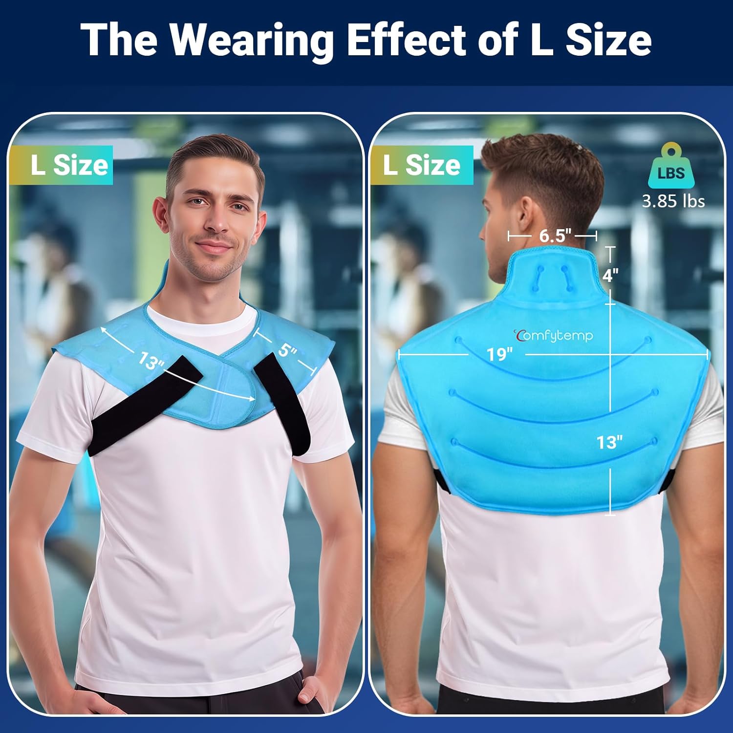 Comfytemp Large Ice Pack for Neck Shoulders Upper Back Pain Relief with Straps, HSA Eligible FSA Wearable Reusable Gel Ice Wrap with Cold Compression Therapy Recovery for Upper Back, Cervical (L) - Image 3
