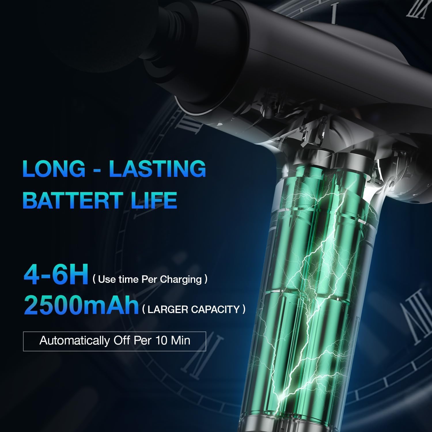 Massage Gun Deep Tissue, Handheld Electric Muscle Massager, High Intensity Percussion Massage Device for Pain Relief with 9 Attachments & 30 Speed(Grey) - Image 3