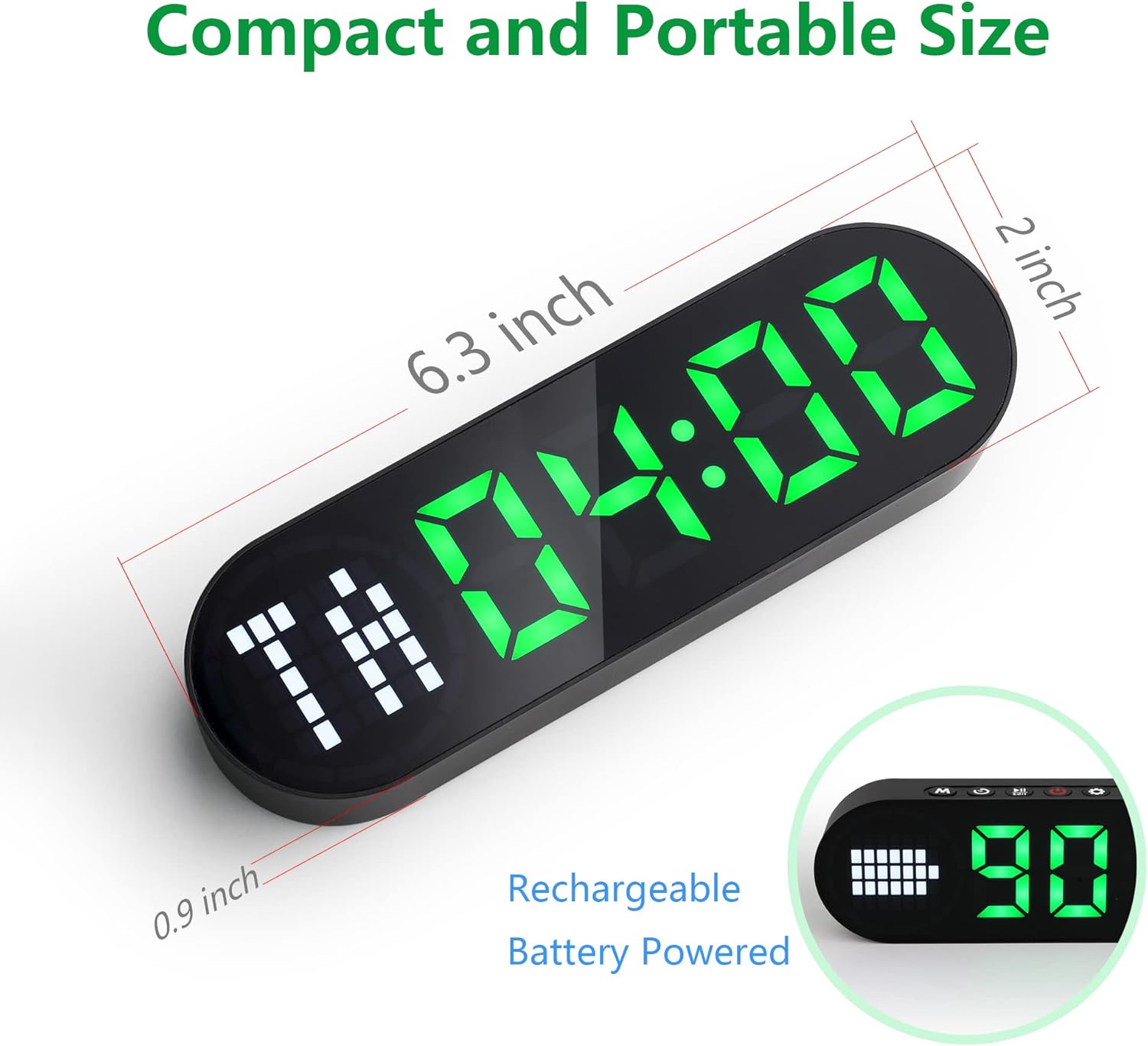 Portable Gym Timer for Home Gym Interval Timer for Workout with Time Progress Bar/Rounds, Workout Clock for Boxing HIIT Tabata Emom Fitness Rechargeable Battery Powered… - Image 2