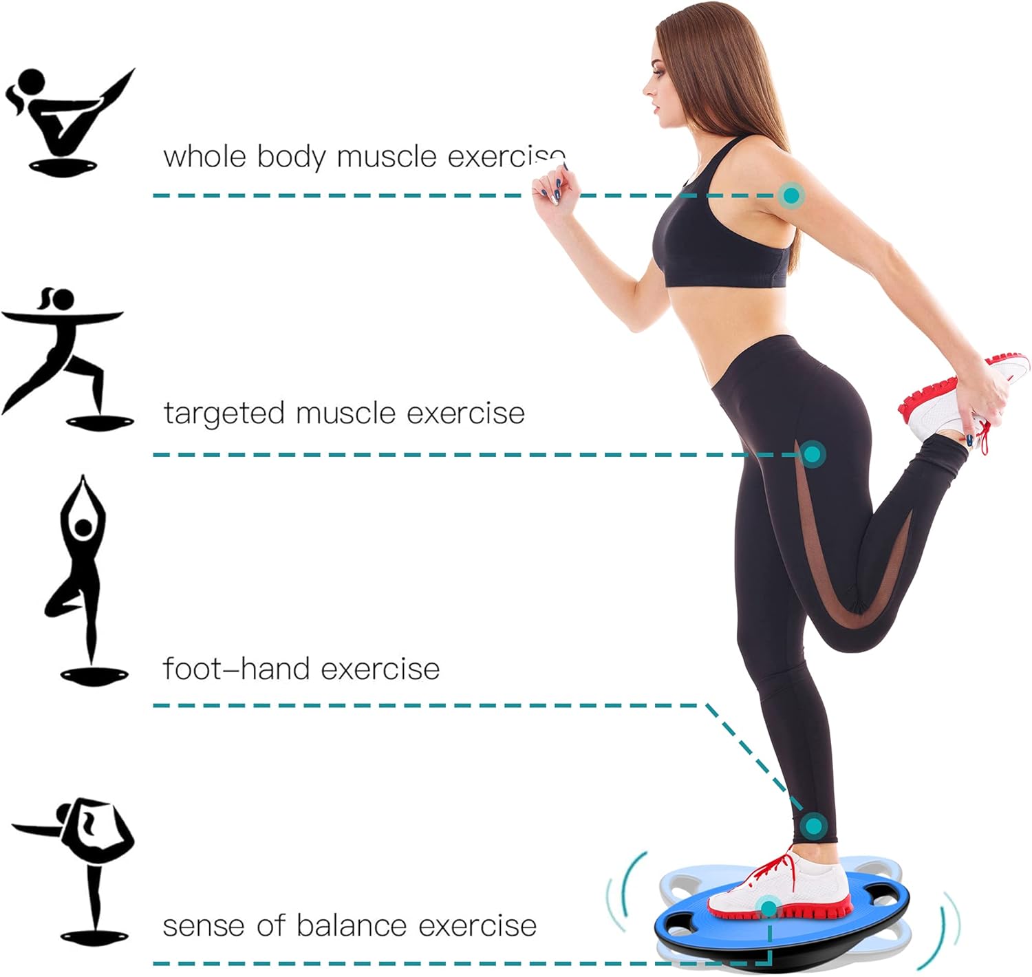 EVERYMILE Wobble Balance Board, Exercise Balance Stability Trainer Portable Balance Board with Handle for Workout Core Trainer Physical Therapy & Gym No-Skid Surface - Image 6