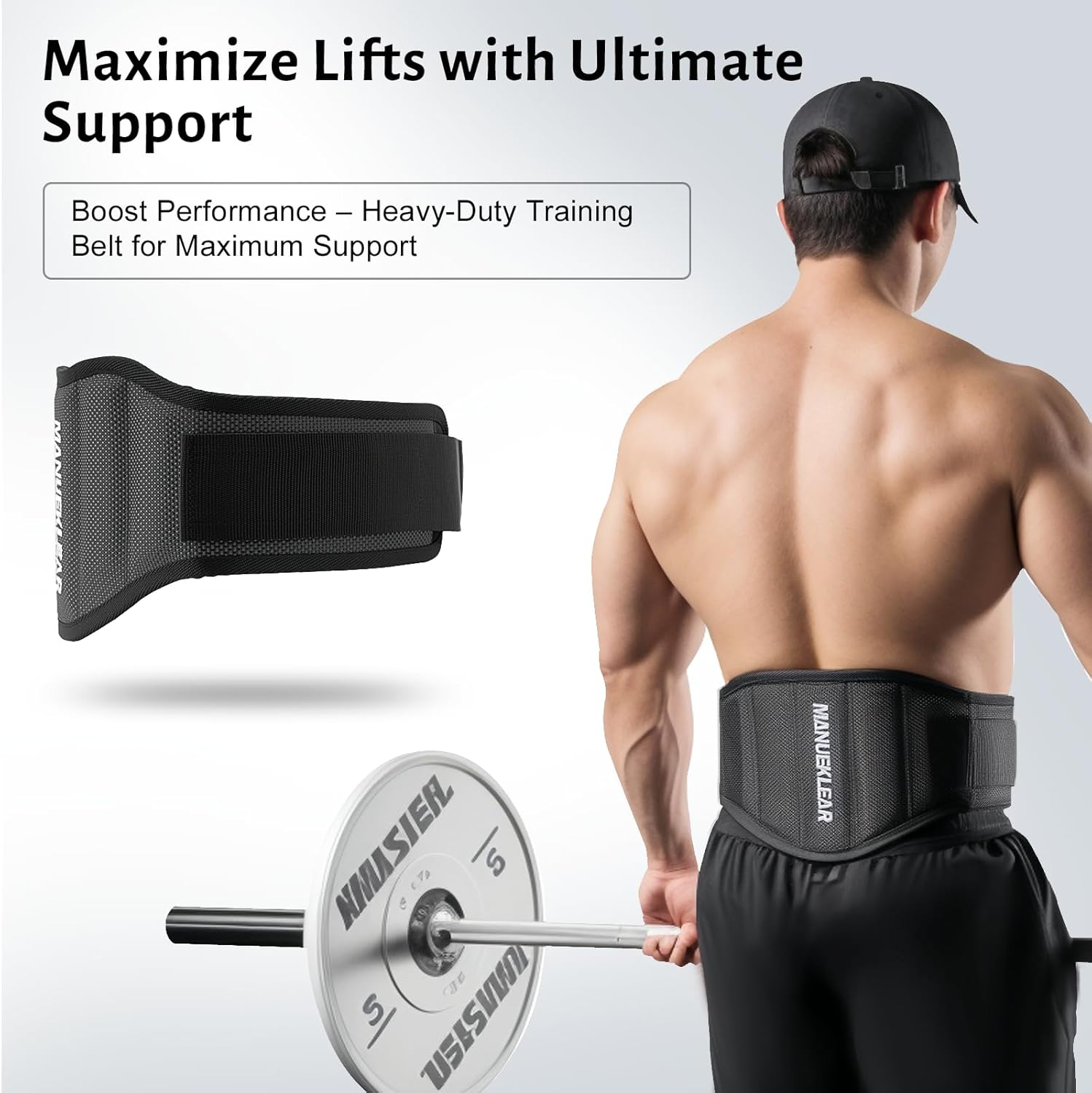 MANUEKLEAR Gym Weight Lifting Belt Weight Lifting Workout Weightlifting Powerlifting Belt for Men Women - 7.5inch - Bodybuilding Fitness Back Support for Cross Training, Squats, Lunges - Image 5