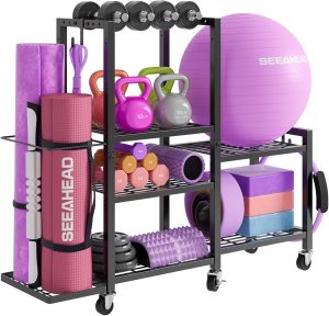 6-Tier Home Gym Storage Rack with W...
