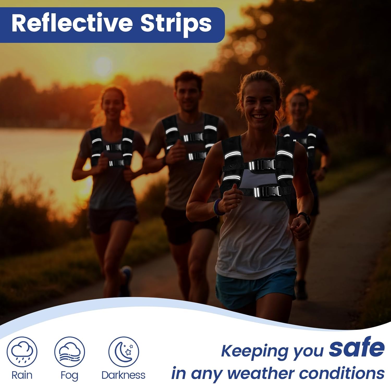 Zikopomi Weighted Vest Woman Man, 6lb/8lb/12lb/16lb/20lb/25lb/30lb Weight Vest with Reflective Stripes for Workout, Strength Training, Running, Fitness, Muscle Building, Weight Loss, Rucking Vest - Image 3