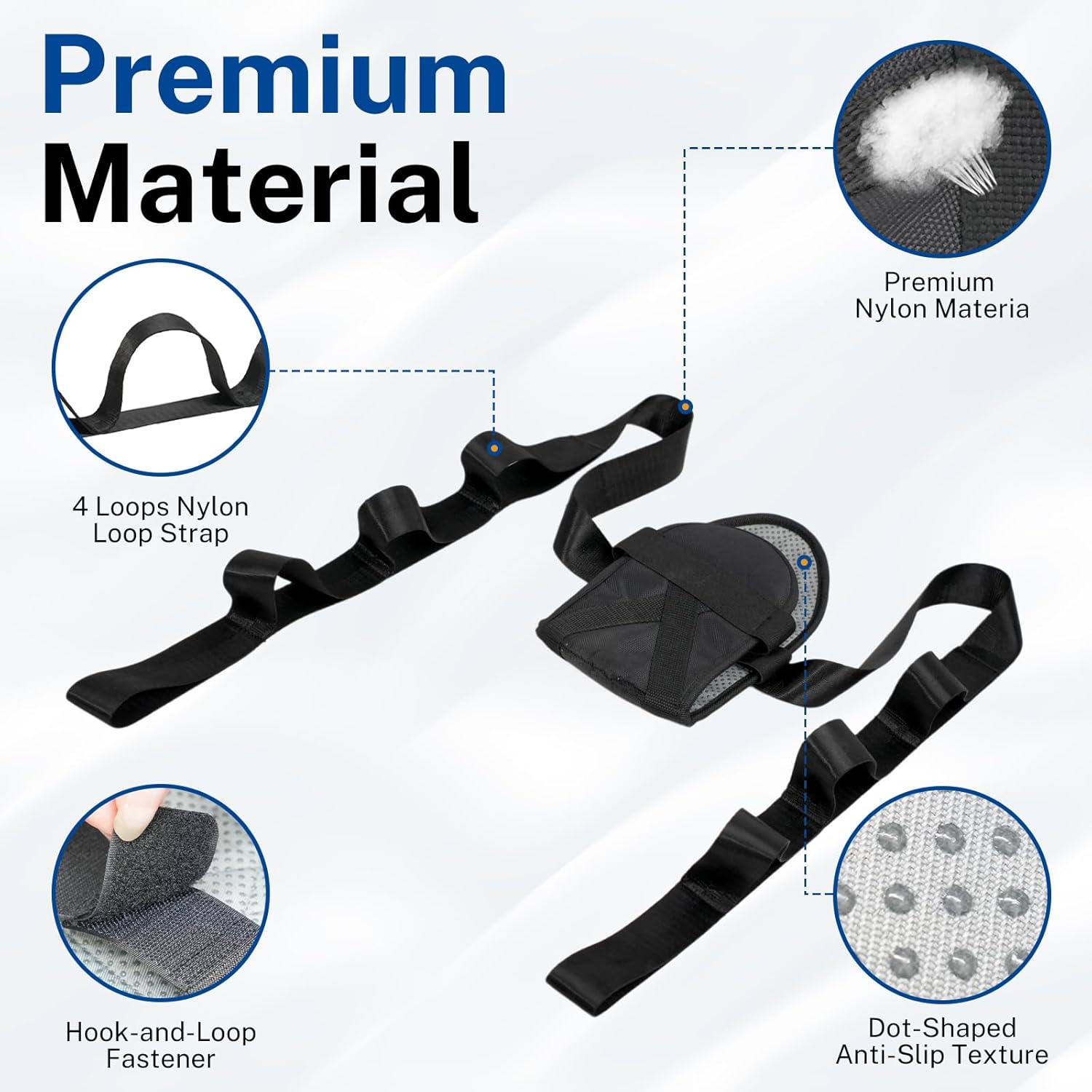 Physical Therapy Stretching Strap for Knee Pain Relief, Adjustable Flexibility Aid, Yoga Pilates Rehab Tool for Hamstring, Hip Flexor, IT Band, Includes Portable Storage Bag, 1Pc - Image 3