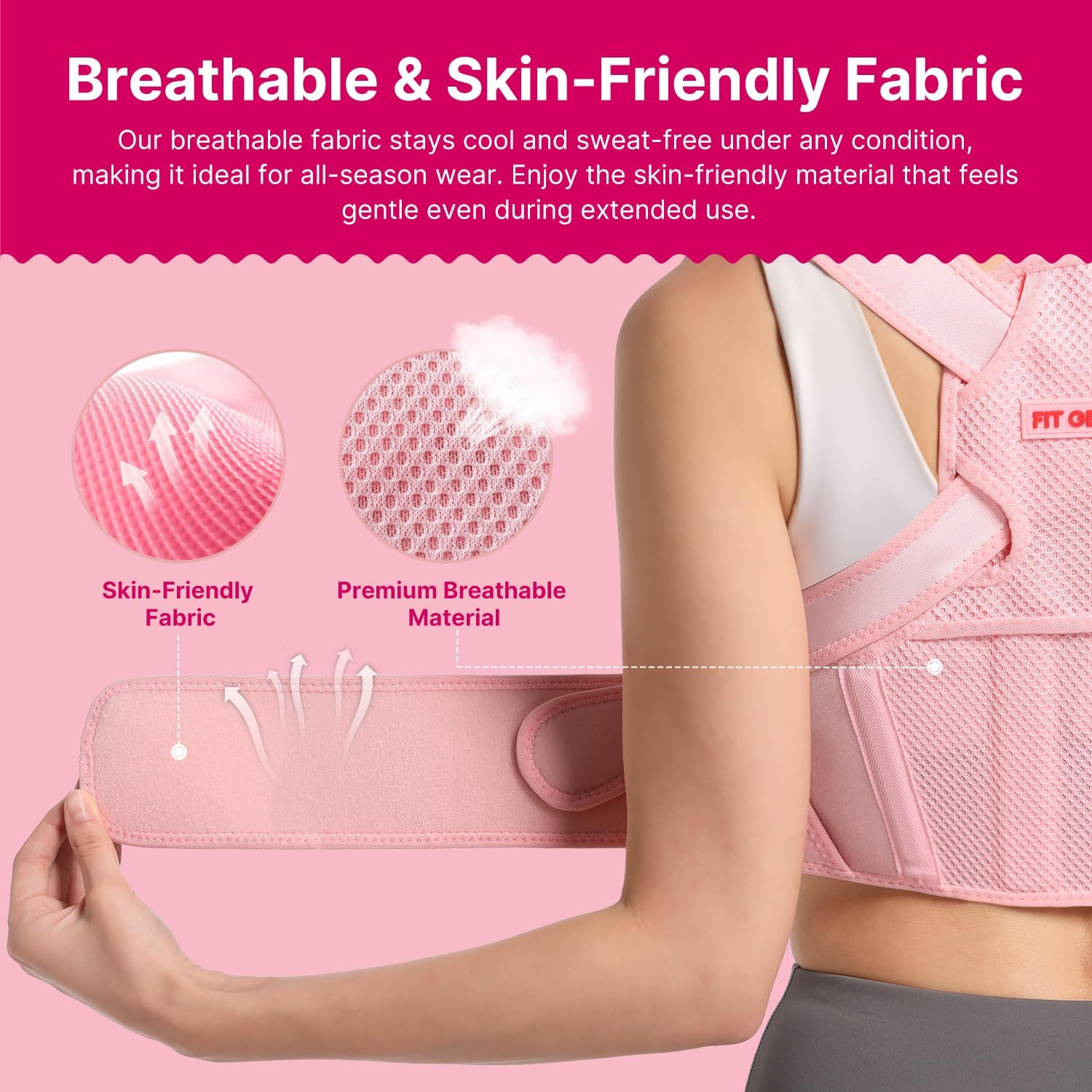 Fit Geno Posture Corrector for Women: Adjustable Lightweight Upper Back Brace for Neck Shoulder & Upper Back Pain Relief - Improve Posture Correct Hunchback Slouching Kyphosis Invisible Under Clothes (XS/S Under Bust 26"-37") - Image 5