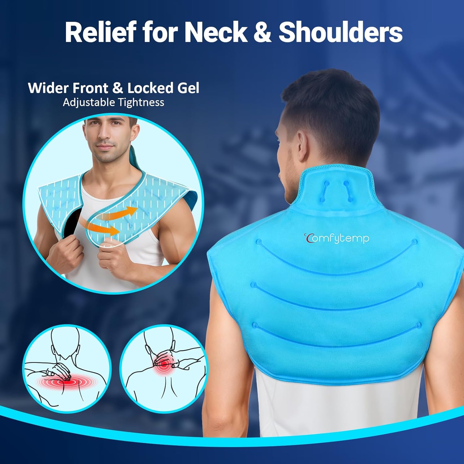 Comfytemp Large Ice Pack for Neck Shoulders Upper Back Pain Relief with Straps, HSA Eligible FSA Wearable Reusable Gel Ice Wrap with Cold Compression Therapy Recovery for Upper Back, Cervical (L) - Image 5