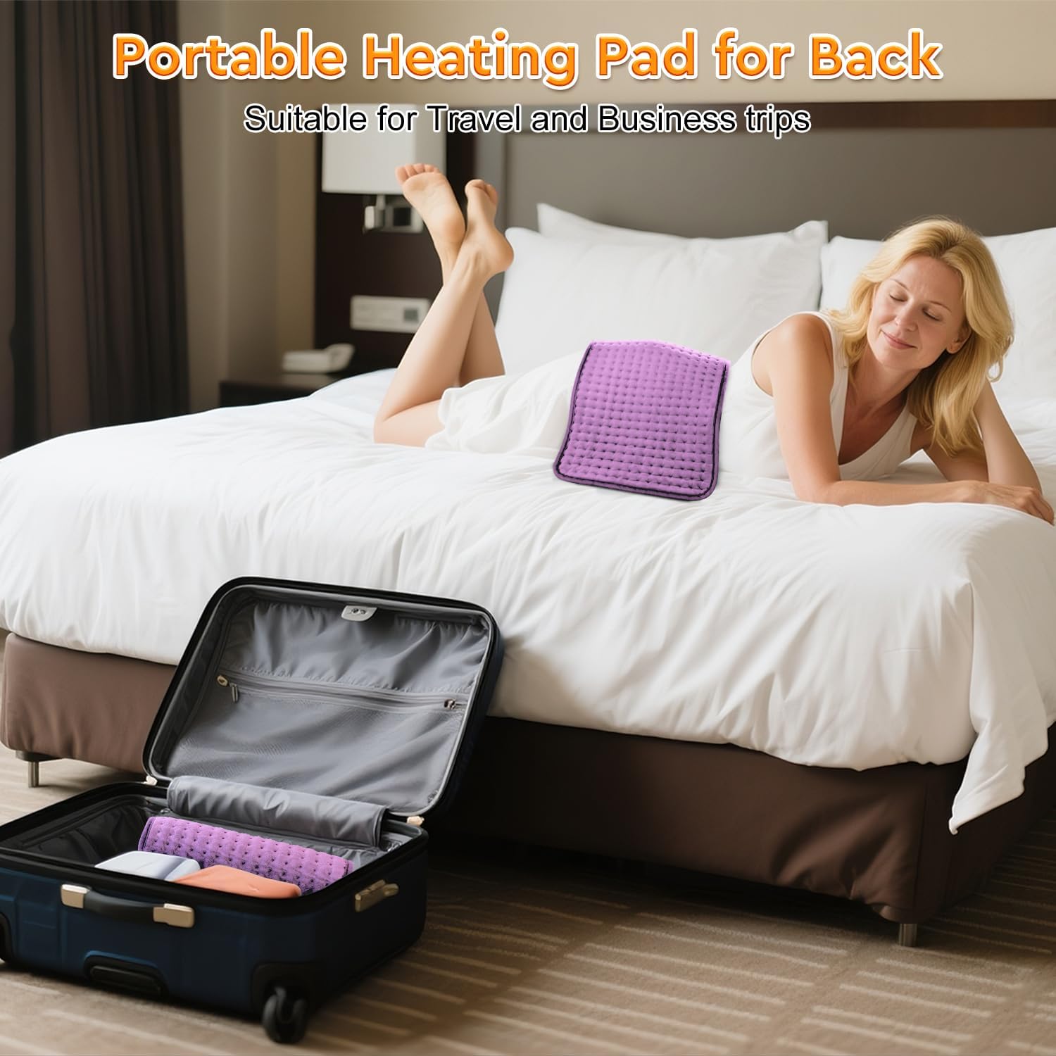 Heating Pad for Back Pain & Period Cramps Relief - Birthday Gifts for Women Mom Grandma, Portable Electric Neck and Shoulder Heating Pads Large, 10 Heat Settings, ETL Certified, 12"x24", Purple - Image 8