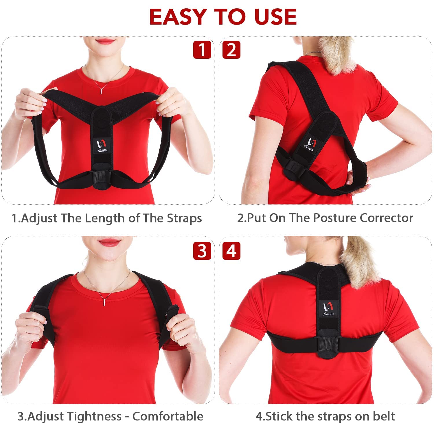 Schiara Posture Corrector for Men and Women, Comfortable Upper and Back Brace, Adjustable Back Straightener Support for Back, Shoulder and Neck - Image 4