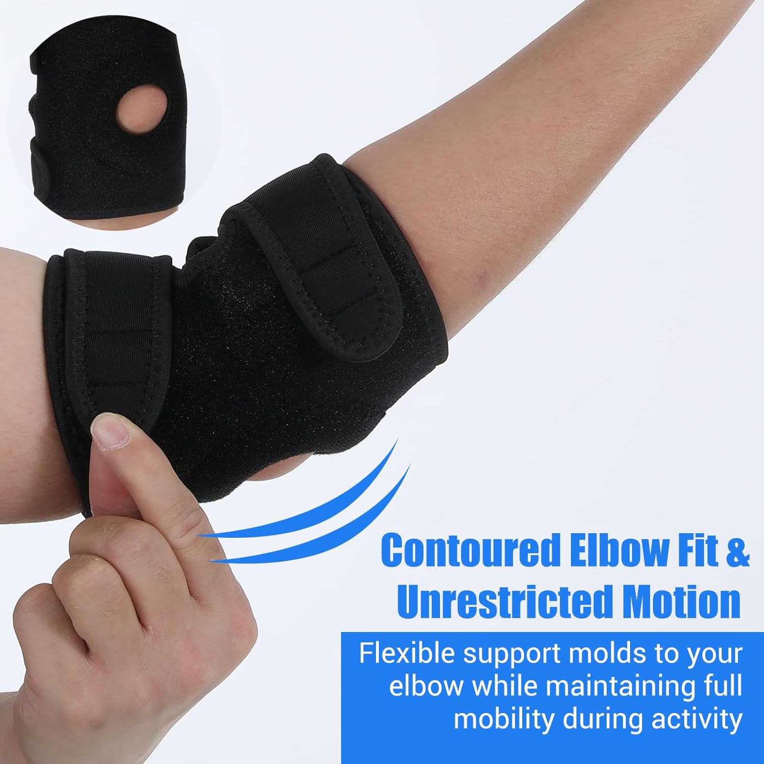 Elbow Brace for Tendonitis and Tennis Elbow for Men & Women, Adjustable Compression Sleeve, Arthritis Support, Cubital Tunnel Elbows Brace, Sports Injury Recovery Sprains/Strains Pain Relief - Image 6