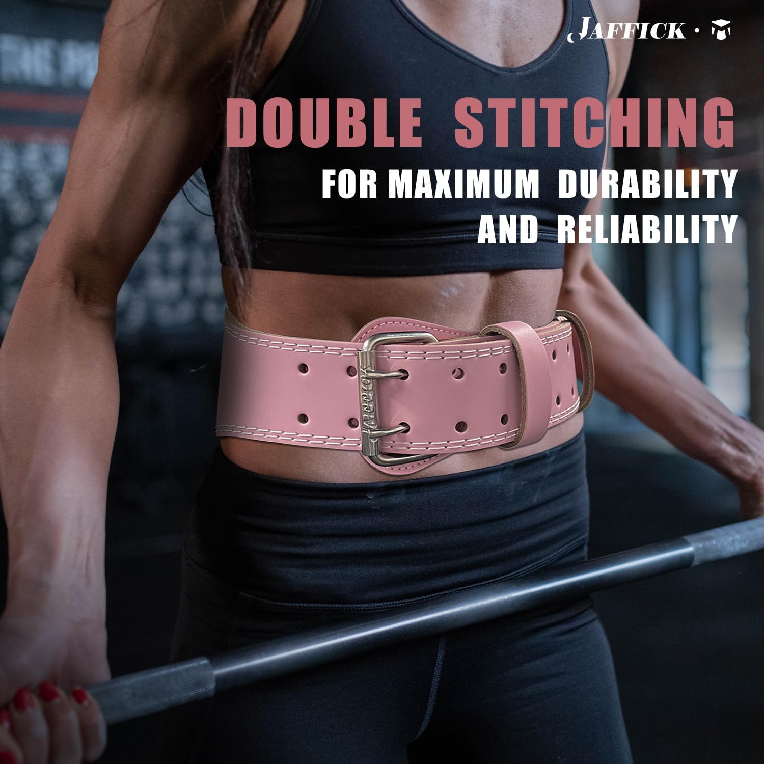 Jaffick Weight Lifting Belt For Ladies Leather Gym Belts Lower Waist Back Support For Women Men Fitness Squat Deadlift Heavy Duty Cross Training Gym Powerlifting Workout - Image 5