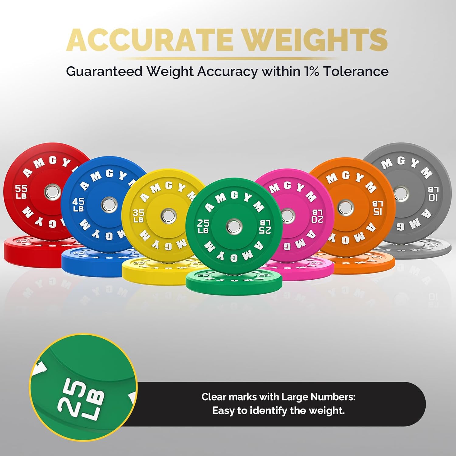 2 Inch Bumper Plates,10-500lbs,Barbell Rubber Olympic Weight Plates Set for Home Gym, Strength Training & Weight Lifting, Multiple Options Colors - Image 5