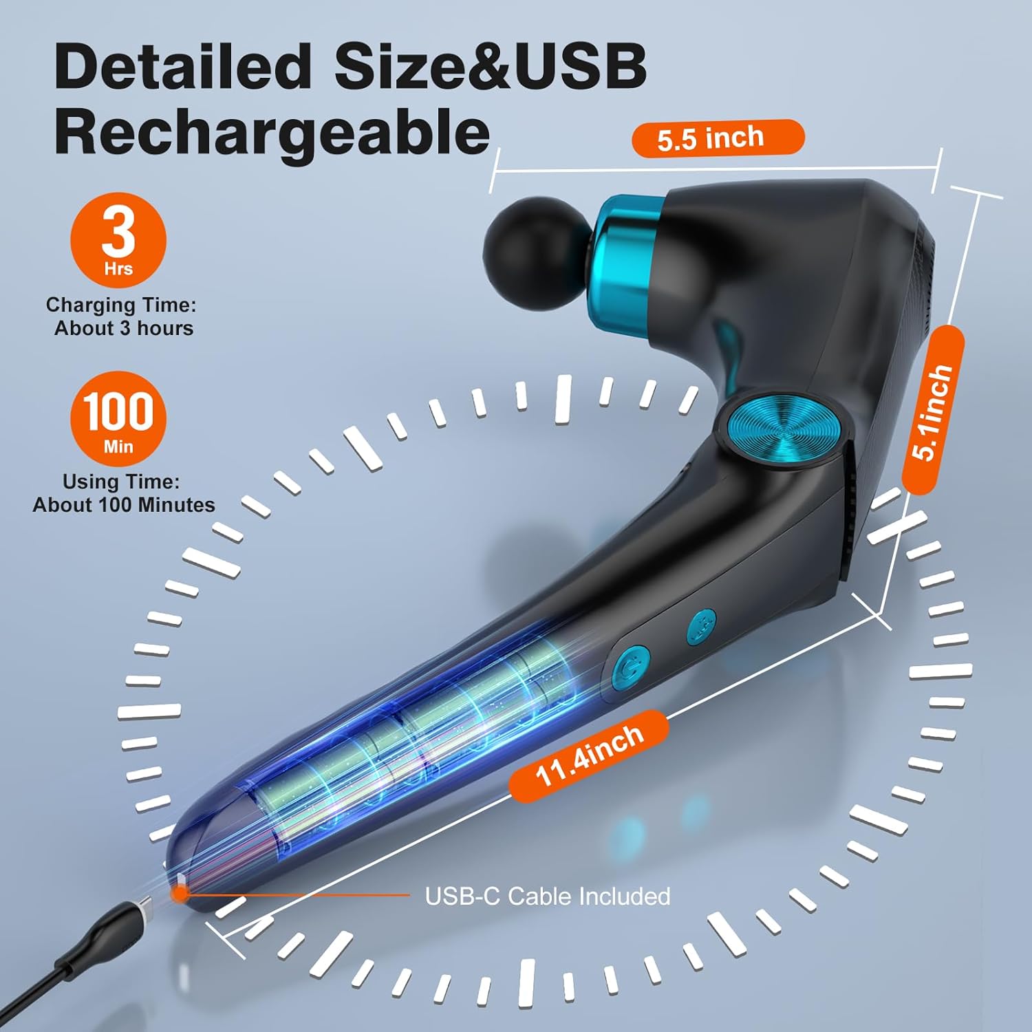 Folding Massage Gun with Heat & Cold Therapy, Back & Deep Tissue Massager with 10 Heads, 9 Speeds, Quiet Rechargeable Percussion Massager for Back Pain Relief, Shoulders, Legs, Portable with Case - Image 8