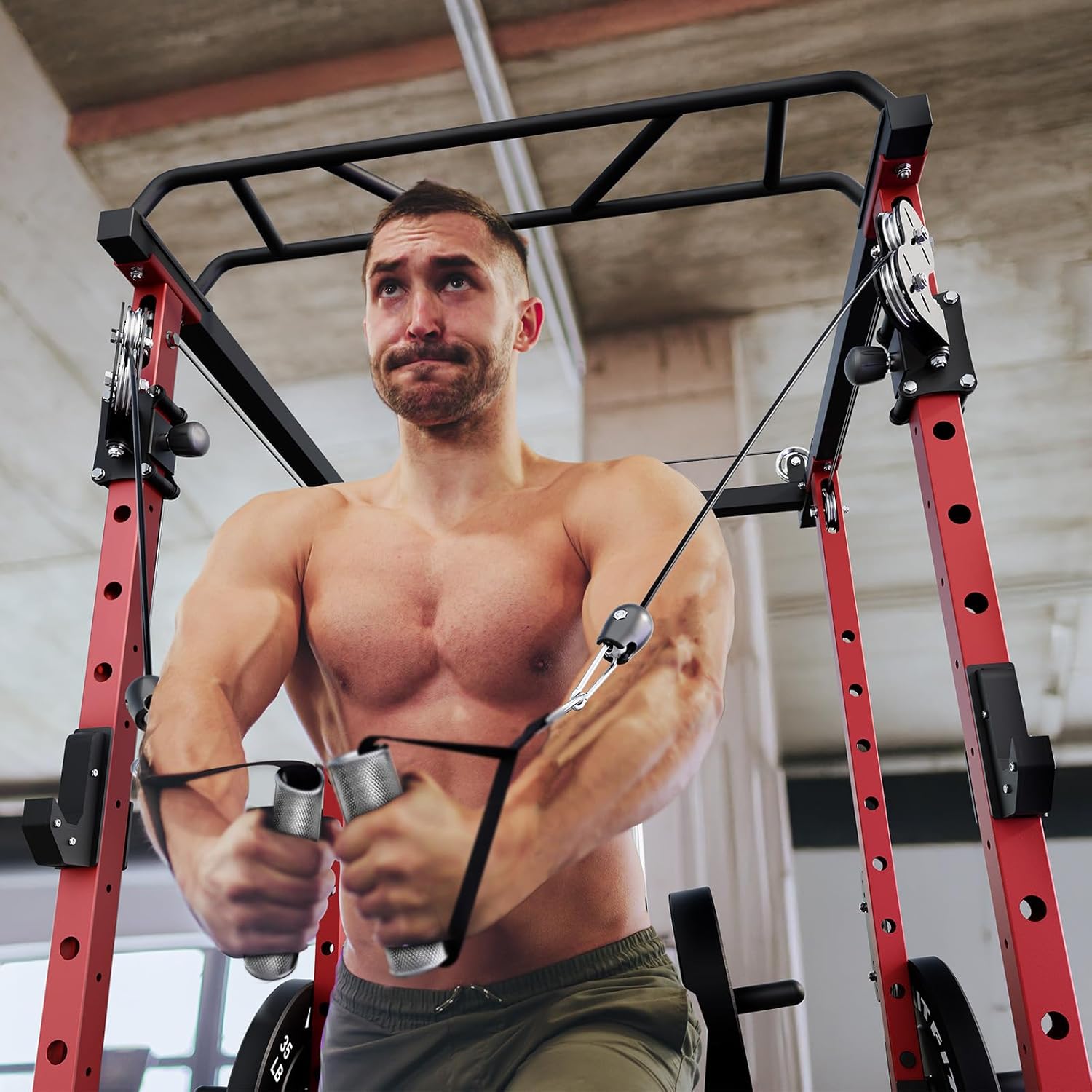 RitFit Multi-Function Squat Rack Power Cage PPC-P3 with Cable Crossover System, 1200LBS Capacity Power Rack and Packages with Optional Weight Bench, Barbell Weight Set, for Garage Workout & Home Gym - Image 6