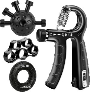 4-Pack Grip Strength Trainer Kit, A...