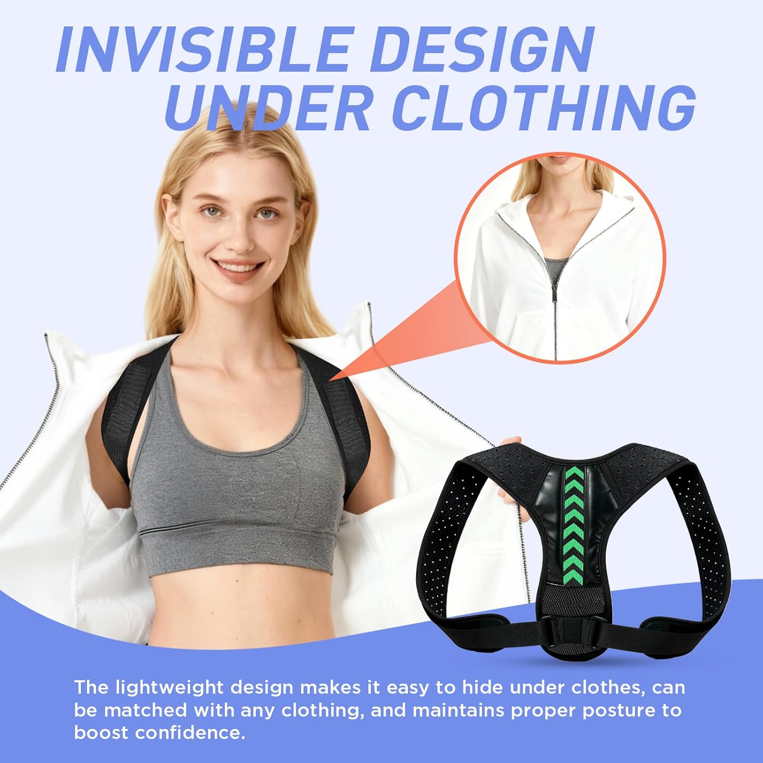Posture Corrector for Women and Men, Adjustable Back Brace Posture Corrector for Upper & Mid Spine Support, Breathable Back Brace for Improving Neck, Shoulder and Back Posture Pain Relief - Image 5